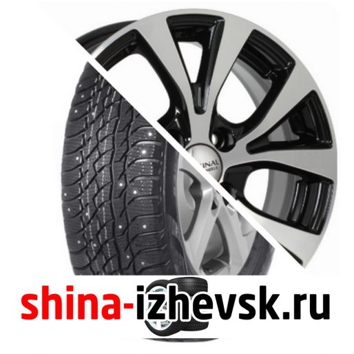 Колесо в сборе Viatti Bosco Nordico (V-523) 205/70 R15 T 96 + СКАД KL-262 Hyundai Solaris 6xR15 4×100 ET48 DIA54.1 Черный глянцевый с полированной лицевой поверхностью в Ижевске